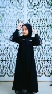 gamis anak inara kids anak perempuan Kombinasi Bahan Cringkle Mix Burkat usia 5 sampai 12 thn