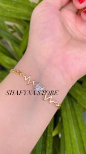 GELANG EMAS ZIGZAG LOVE PERMATA BERKILAU LAPIS EMAS ANTI LUNTUR