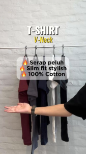 Island Club Men Cotton V Neck Soft Short Sleeve T-shirt Casual Top Stretchy Comfortable Shirt Lelaki Lengan Pendek Baju 7945