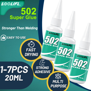 LOOLIFL 20G 502 Super Glue Instant Strong Adhesive Fast Drying Universal Bond For Metal Plastic Wood Ceramic Glass Shoe Repair
