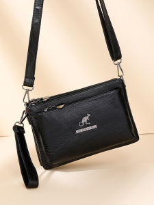 Fashionable Soft Leather Multi-Layer Small Bag Womens Crossbody Phone Pouch Casual Style Single Shoulder Slant Carry Bag