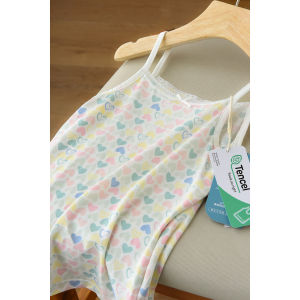 50 Pieces Lanjing Modal Lace Strap Childrens Vest Small Kids 3D Heart Pattern Sweet Style One-Shoulder Summer Top for Girls