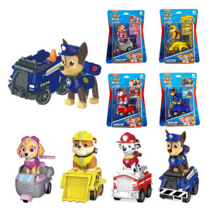 Genuine Paw Patrol Building Blocks Vehicle Chase Skye Marshall Pull Back Cars Playset Action Figure Children Toys Birthday Gift