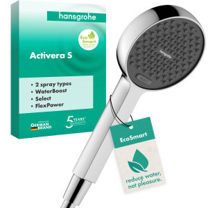 [NEW] hansgrohe hand shower Activera Select S - shower head 95 with 2 spray modes and booster in chrome / matt black