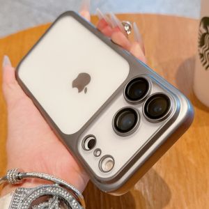 New Frosted Transparent Phone Case For iPhone 17 Pro Max 17 Pro Air Plating Frame Lens Film Protector Anti-fall Hard Clear Cover