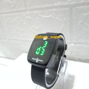 Jam tangan LED tali karet wanita segi panjng//pria free battre bisa bayar tempat||D77