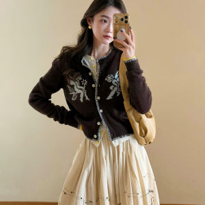 XUECAIQI | Vintage Knit Womens Three-Piece Set