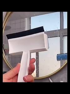 ZEO Double-Sided Cleaning Brush Glass Wiper With Cleaning Sponge Squeegee 2 in 1 Scraper Bathroom Wall Cleaner