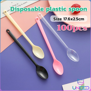 Need 100pcs Disposable Plastic Spoon Colored Long Teaspoon for Dessert Milk Tea Sorbet