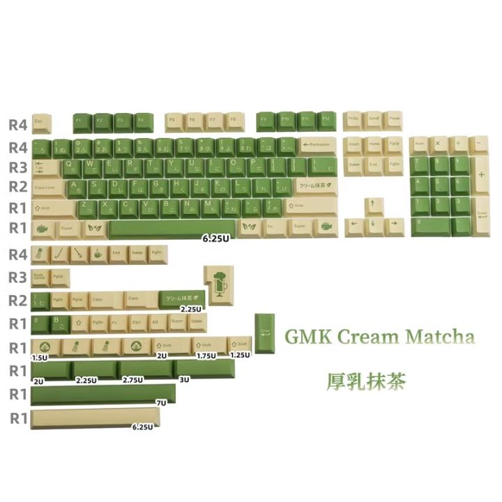 【Keycap Only】GMK Cream Matcha Keycap 142 Keys Cherry Profile PBT Dye Sublimation Key Caps For MX Switch Mechanical Keyboard RK61/Anne Pro 2/GK61