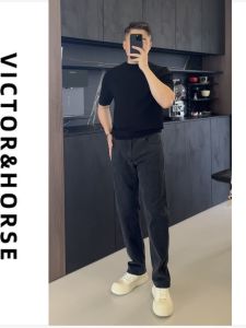 Quần Jeans Nam Ôm Vừa Vặn Màu Xanh Đậm Quần Dài Thường Ngày Cho Mùa Thu Đông Phong Cách Quần Jeans Dài Thường Ngày