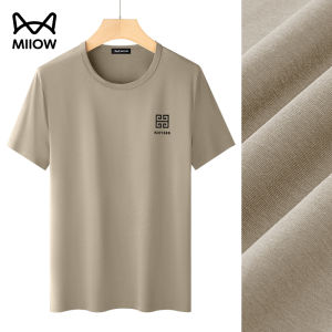 Áo thun nam MiiOW Cat Person làm bằng lụa băng cotton cổ tròn tay ngắn thoáng khí