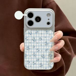 Elegant Blue Flowers Floral Phone Case For iPhone 17 16 15 Pro Max 13 14 12 11 Shockproof Leather Cover Fundas With Lanyard