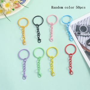 New·50pcs Colorful Keyrings With Chains Lobster Clasps For DIY Jewelry Making Keychain Connector Hooks Bags Holder Supplies·