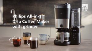 Philips HD7900 Fully Automatic Coffee Maker - Dual Bean Hopper 3 Strength & Grind Modes 5hr Auto Keep Warm Aroma Swirl System 1.25L Water Tank