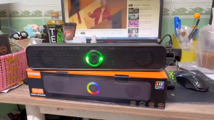 Loa vi tính 2.0 Leerfei K2065 có LED Loa mini cho máy tính vi tính có dây có bass