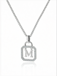 Custom Alphabet Lock Necklace Sterling Silver