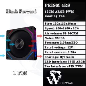 ICE Whale Prism 4RS Infinity Mirror Design ARGB 120mm Chassis Cooling Fan 5V 3PIN Lighting Sync 4PIN PWM PC Case Fan