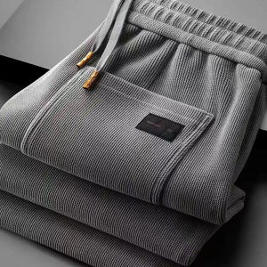 Mens Loose Straight Leg Pants Autumn Winter Thickened Fleece Warm Sporty Casual Trousers Fashionable Urban Style Velvet