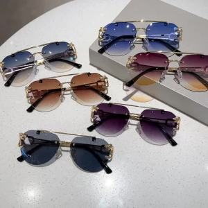 KAMMPT Kính Râm Phi Công Cổ Điển Không Gọng Tròng Kính Phân Cực Màu Xanh Gradient Hợp Thời Trang Dành Cho Nam Và Nữ Kính Râm Thời Trang Dành Cho Lái Xe