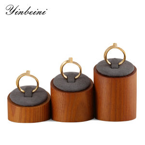 Yinbeini Ring Display Holder Wooden 3Pcs Ring Display Stand with Microfiber Ring Storage Organizer Rack SM044