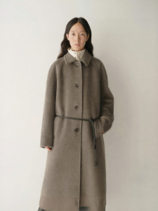 INSIS FEMME | Alpaca Wool Mid Long Coat with Leather Belt