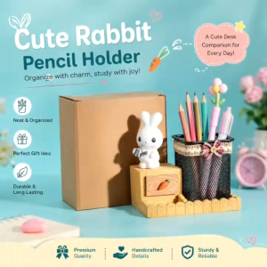 [MSIA SHIP] Creative Cute Rabbit Pen Holder | Cartoon Pencil Stationery Kids Children Birthday Party Special Gifts Home Decorations School Pemegang Pensil Pensel Comel Hadiah Hari Raya Alat Tulis Budak Kanak 卡通 小白兔 笔筒 笔盒 文具 小孩 可爱 礼物