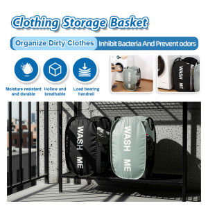 Waterproof Foldable Laundry Basket with Wide Opening Breathable Collapsible Space-Saving Laundry Basket For Dorm Travel Bathroom 可折叠网眼洗衣篮