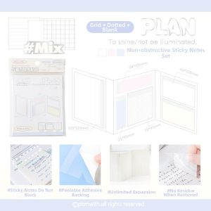 Planwith | Expandable Transparent Peelable Adhesive Error Marking Aesthetic Index Sticky Notes