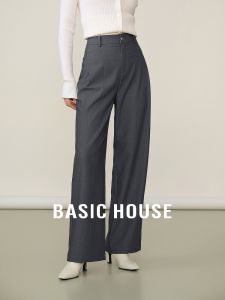 Basic House Pure Color Versatile High Waist Wide Leg Casual Pants Spring New Style Drapey Suit Pants Comfortable Casual Trousers