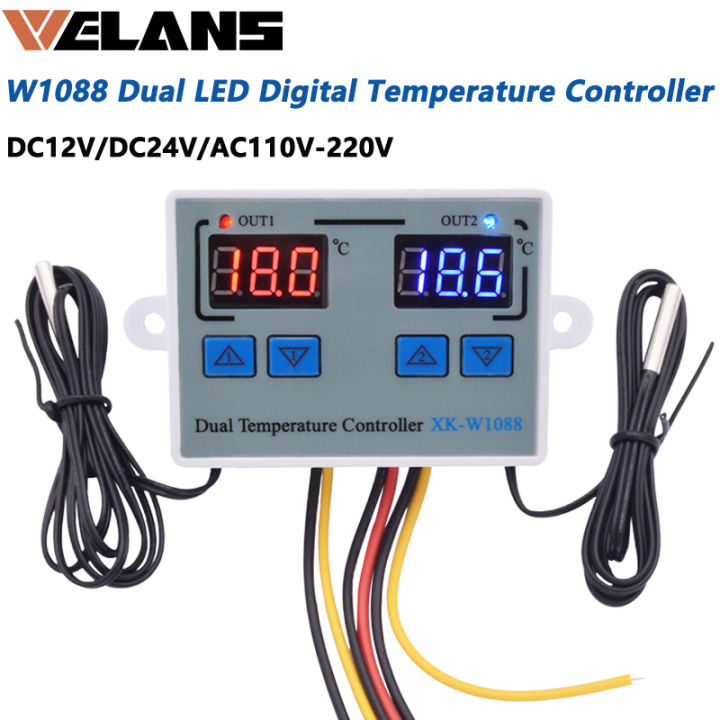 Welans W1088 Dual LED Digital Temperature Sensor Meter Controller ...
