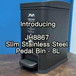 JAVA Dustbin | JH8867 | Slim Stainless Steel | Pedal Bin | 8L | Multiple Colour | Slim Waste Bin for Home & Kitchen