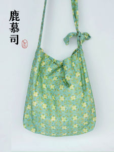 New Hanfu Style Floral Pattern Crossbody Bag Adjustable Single Shoulder Bag Artistic National Trend Soft Cotton Fabric Bag