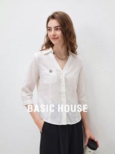 Basic House | Natural Fiber Short Sleeve White Blouse