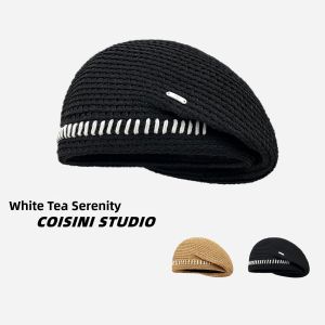Retro Hollow Out Beret Hat Face Slimming Large Head Circumference