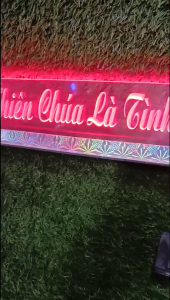 Bảng chữ mica đèn LED full màu kt ngang 40cm "Thiên Chúa là tình yêu"  "Ave Maria"quà tặng công giáo