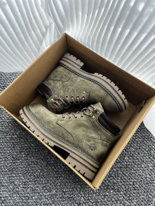 Green Martin Boots Womens Spring Summer Leather Retro Travel Mountain Boots Thick Bottom Short Boots Women Increased Height