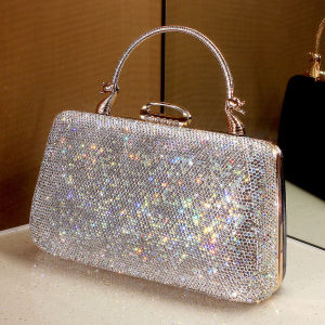 กระเป๋าคู่กับชุดจีนสำหรับผู้หญิง กระเป๋าถือเพชร กระเป๋าสะพายข้างสีล้วน กระเป๋าแฟชั่นสำหรับงานวันเกิด