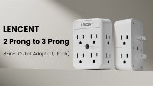 LENCENT 2 Prong Power Strip 3 to 2 Prong Outlet Adapter Surge Protector Polarized Plug 3-Sided Widely Spaced Extender Compact Wall Plug Splitter Tap for Non-Grounded Outlets in Old House Hotel