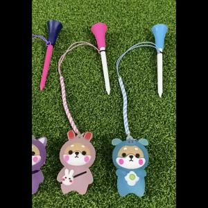 Golf Rubber Tees With Flashing Light Cartoon Cute Prevent Loss Golf Ball Holder With Braided Rope Outdoor Golf Accessory