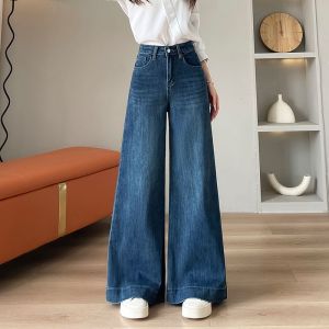Quần Jeans Ống Loe Phong Cách Retro Cạp Cao Cho Nữ Quần Dài Dài Đến Sàn Kiểu Dáng Rộng Ôm Dáng Thu Đông