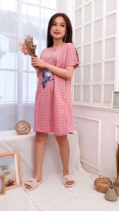 baju tidur wanitadewasa daster bahan kaos serian muda kaos kancing 3 hidup kantong 1 motif banyak