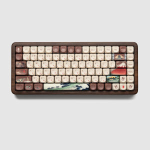 Womier WD75 75% Black Keyboard with QMK/VIA Wood Gaming Keyboard Tri-Mode Wireless Mechanical Custom Key Board RGB Hot Swappable