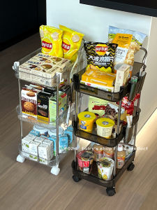 รถเข็นของเล่นแบบพับได้พร้อมตู้สำหรับเก็บของหลายชั้น รถเข็นสำหรับใส่ผลไม้และผักในครัว รถเข็นแบบเคลื่อนที่ได้ในบ้าน ชั้นวางของแบบแขวนได้ในห้องนั่งเล่น