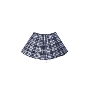 AsGony Retro College Style Plaid A-Line Mini Skirt High Waist Drawstring Versatile Short Half-length Skirts for Women