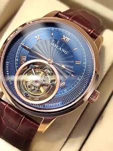 AILANG | Ailang Men Mechanical Watch NH35 Movement Skeleton Tourbillon Watch Sapphire Crystal Diamond Dial Business Wristwatch