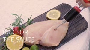 Seasoning Spice Syringe Kitchen Cooking Tool Stainless Steel Needle Marinade Injector Syringe with Screw-on Meat Needle for BBQ Grill