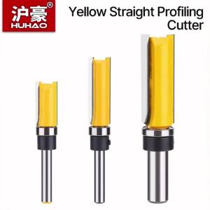 Bộ Dao Bào Thẳng HUHAO Có Bạc Đạn Cán 1/4" 1/2" Dao Tạo Hình Màu Vàng Thép Tốc Độ Cao Dùng Cho Chế Biến Gỗ Cắt Tỉa Chạm Khắc Cắt Gọt.