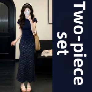 BIFEIMENG | Polka Dot Summer Pencil Long Dress