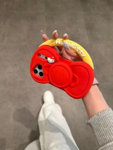 Red Butterfly Knot Silicone Phone Case Full Cover Protection for Apple 17ProMax 16pro/1514 17Promax Creative Anti-Fall Cute Style